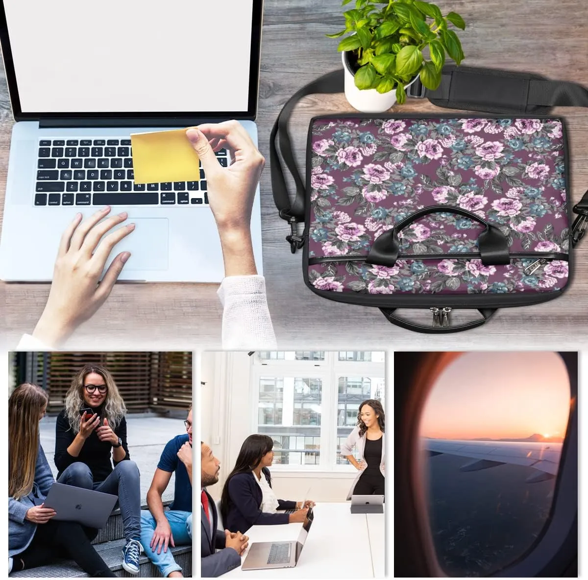 Red Parrot Bird Painted Laptop Shoulder Messenger Bag Waterproof Laptop Briefcase with Handle and Padded Strap Case Sleeve