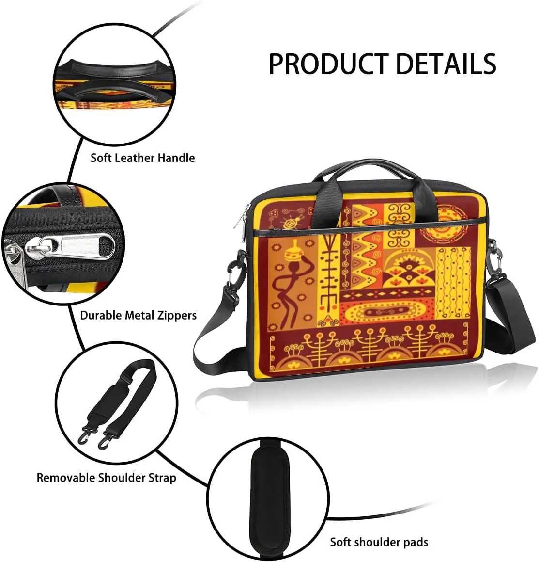 Retro Animal Paw Prints Laptop Shoulder Messenger Bag Waterproof Laptop Briefcase with Handle and Padded Strap Case Sleeve