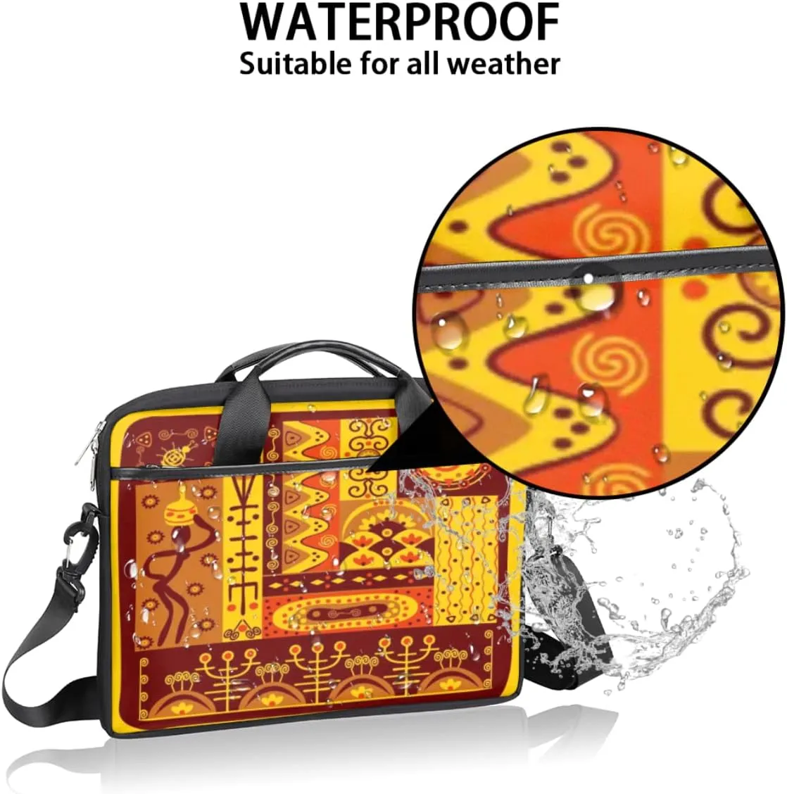 Retro Animal Paw Prints Laptop Shoulder Messenger Bag Waterproof Laptop Briefcase with Handle and Padded Strap Case Sleeve