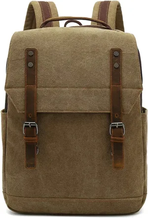 Retro Canvas Business Backpack Men Laptop Rucksack Daily Casual Daypacks Internal Frame Backpacks Hiking Backpack Travel Essentials Trekking Rucksack Brown