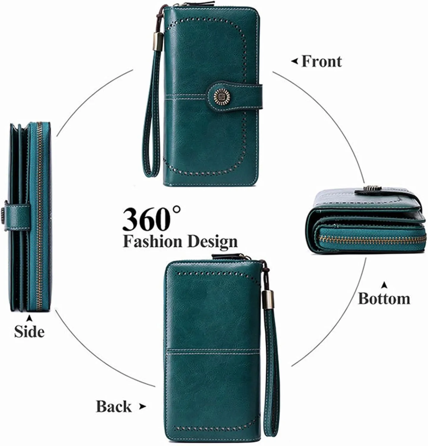 Rfid Wallet Women,2024 New Leather Wallet Women Wristlet,Bifold Rfid Blocking Large Capacity Zip Around Clutch Purses Credit Card Wallet,Travel Wallet for Mom Ladies Women Girls