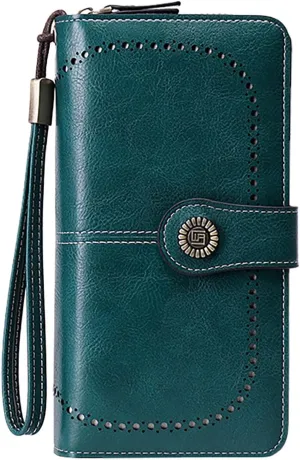 Rfid Wallet Women,2024 New Leather Wallet Women Wristlet,Bifold Rfid Blocking Large Capacity Zip Around Clutch Purses Credit Card Wallet,Travel Wallet for Mom Ladies Women Girls