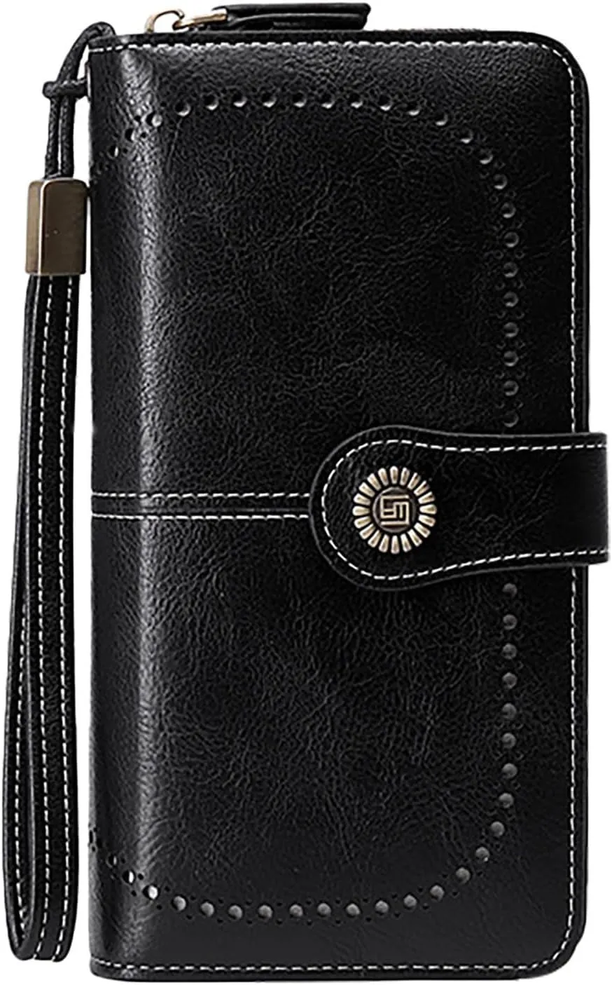 Rfid Wallet Women,2024 New Leather Wallet Wristlet for Women,Bifold Rfid Blocking Zip Around Large Capacity Credit Card Holder Clutch Purses,Travel Wallet for Mom Women Ladies Girls