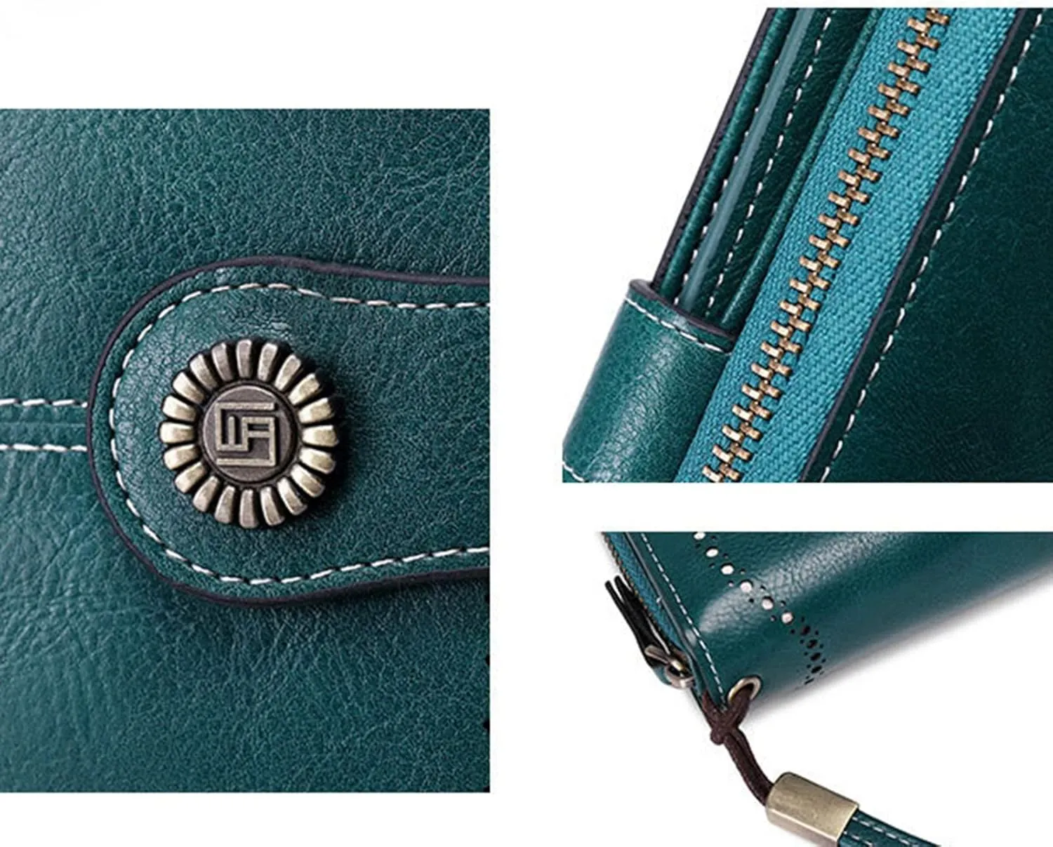 Rfid Wallet Women,Leather Wristlet Wallets for Women,Bifold Rfid Blocking Large Capacity Zip Around Clutch Purses Credit Card Holder,Travel Wallet for Girls Mom Women Ladies, Brown