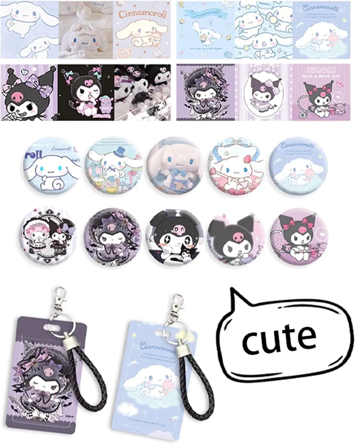 Roffatide Anime Melody Kawaii Backpack with 21Pcs Accessories Cartoon Travel Aesthetic New Semester Gifts Bag with Cute Pins Anti-Theft Laptop Backpack Travel Hiking Daypacks Rucksack Pink
