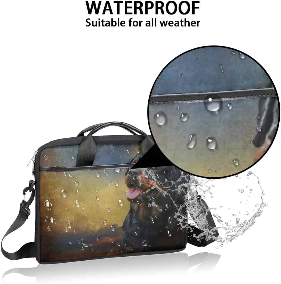Rose Print Laptop Shoulder Messenger Bag Waterproof Laptop Briefcase with Handle and Padded Strap Case Sleeve