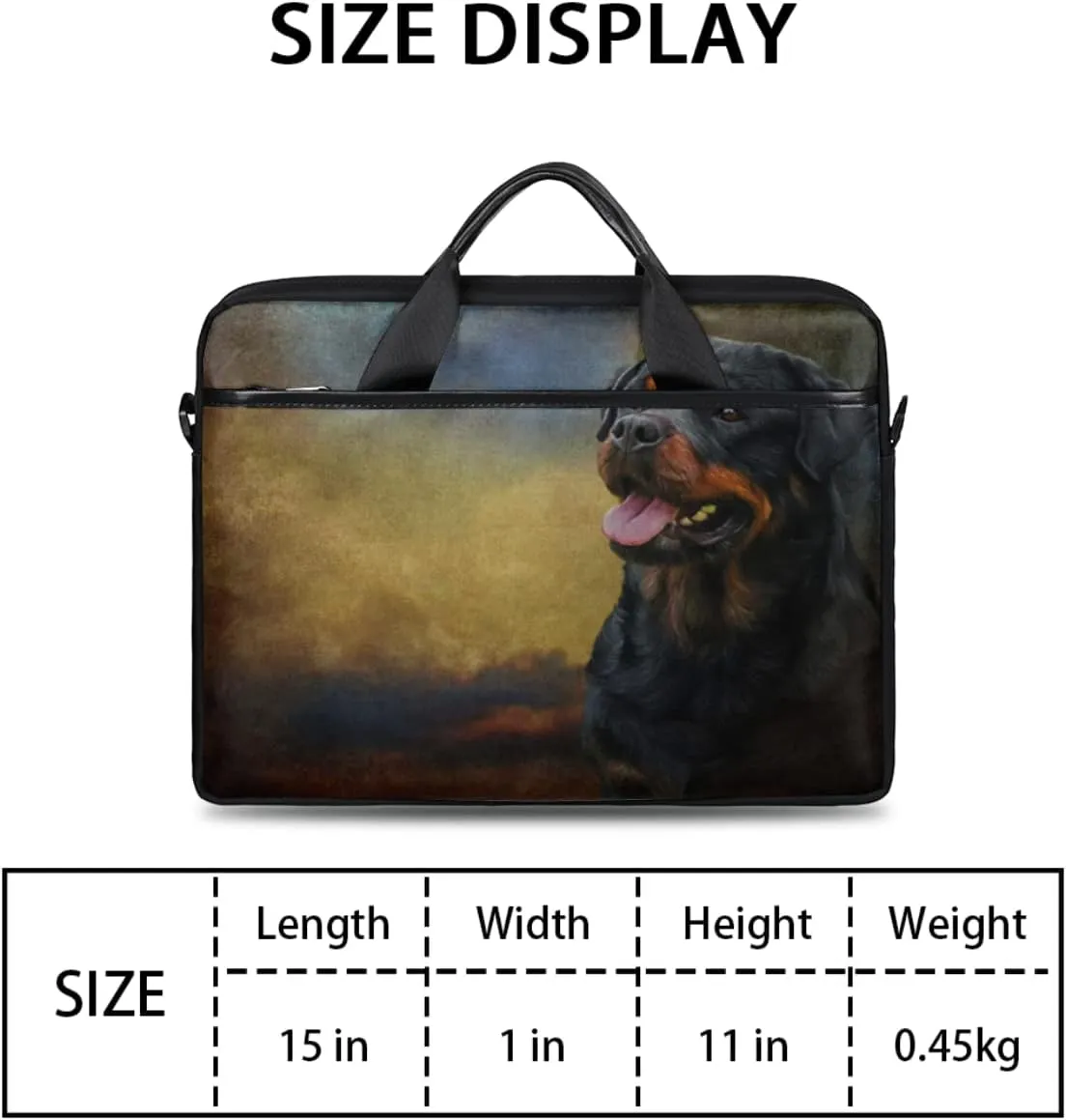 Rose Print Laptop Shoulder Messenger Bag Waterproof Laptop Briefcase with Handle and Padded Strap Case Sleeve
