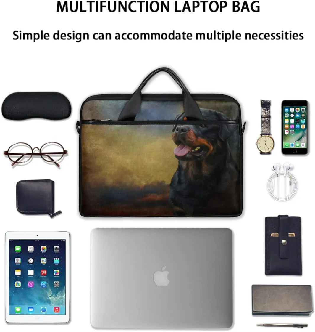 Rose Print Laptop Shoulder Messenger Bag Waterproof Laptop Briefcase with Handle and Padded Strap Case Sleeve