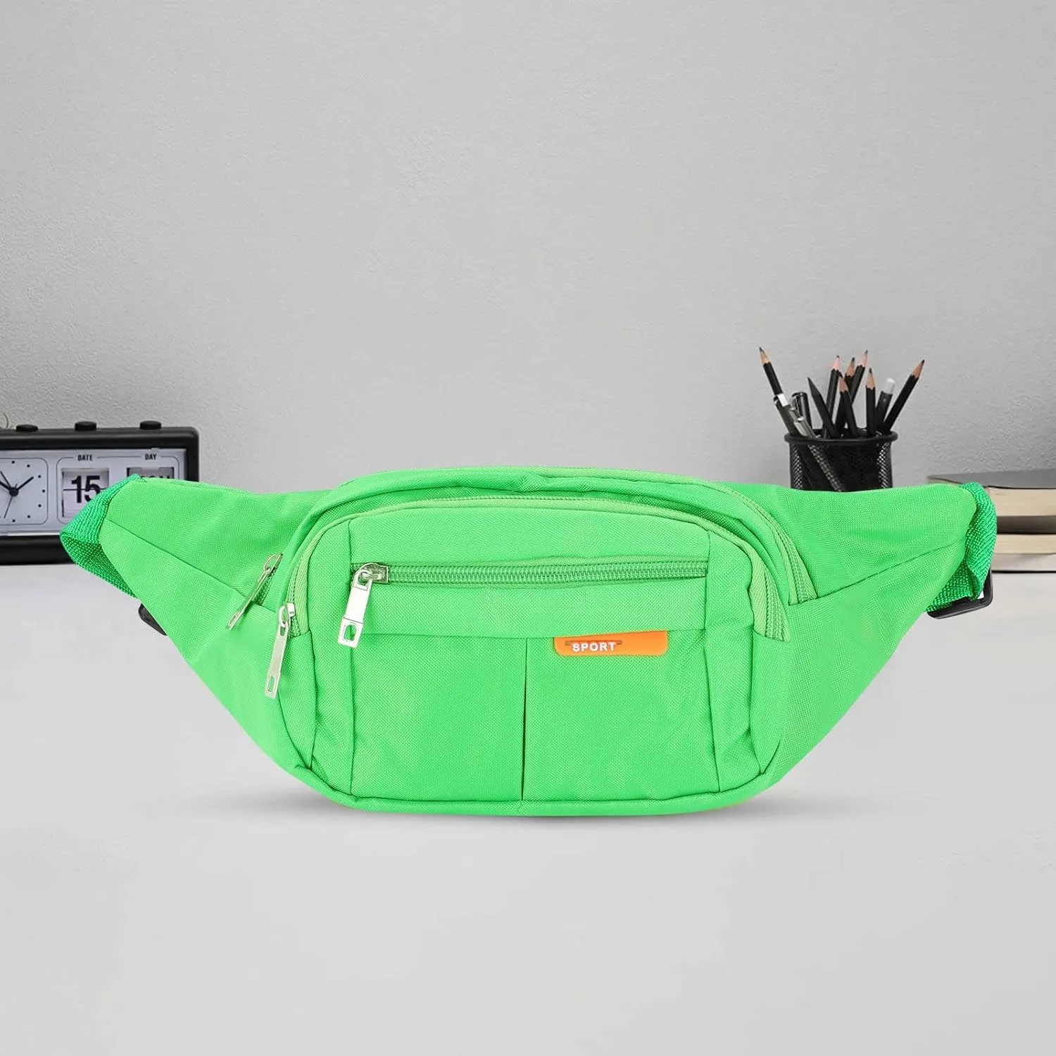 Running Fanny Pack Men's And Women's Mobile Phone Out Of Home Waist Pack with Water Bottle Holder And Phone Holder (Green, One Size)