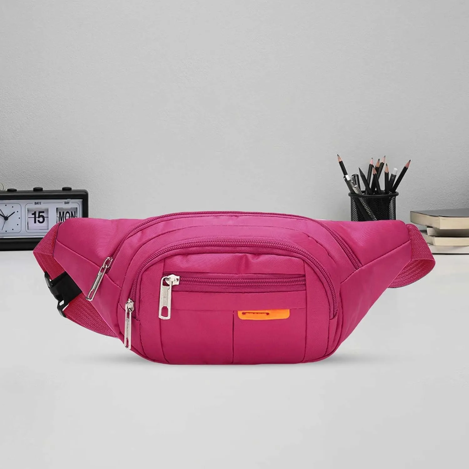 Running Fanny Pack Men's And Women's Mobile Phone Out Of Home Waist Pack with Water Bottle Holder And Phone Holder (Hot Pink, One Size)