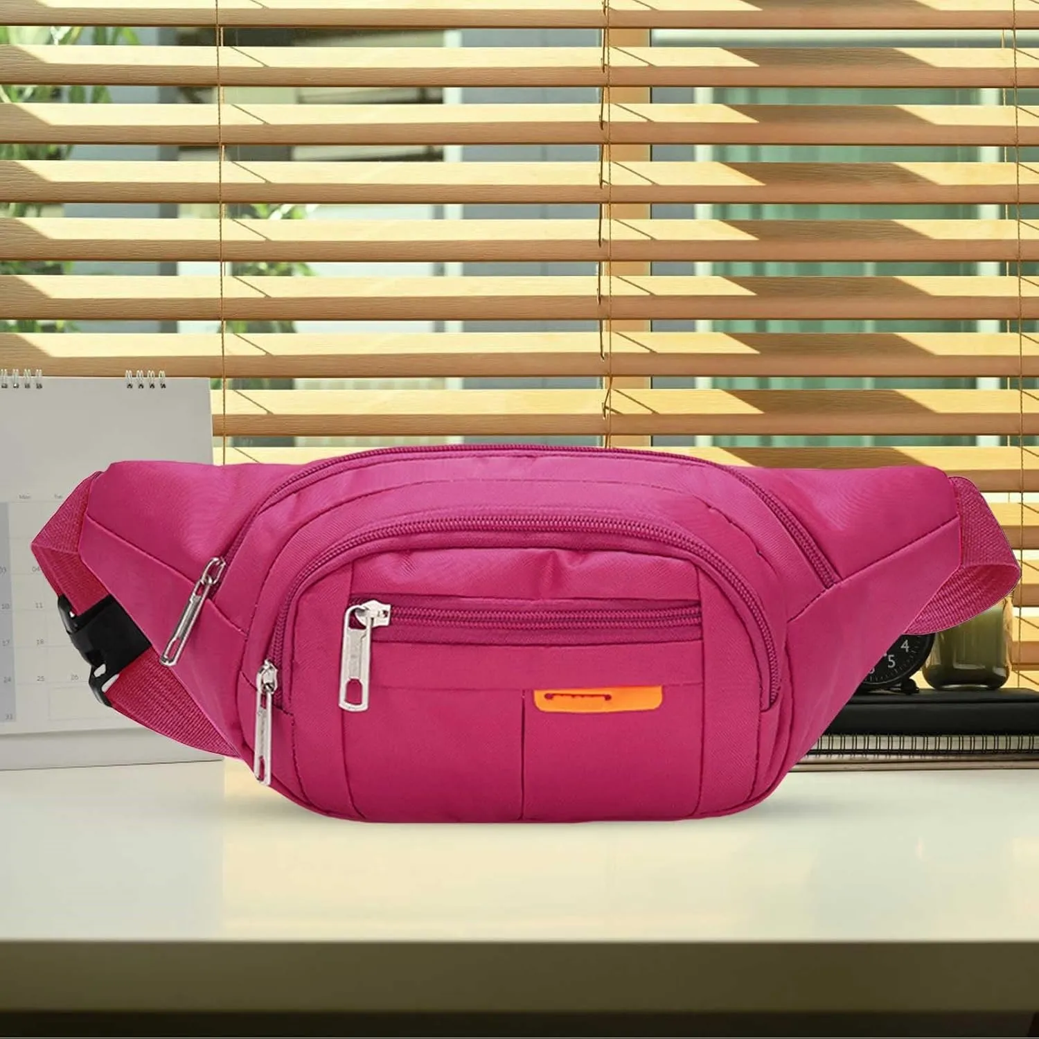 Running Fanny Pack Men's And Women's Mobile Phone Out Of Home Waist Pack with Water Bottle Holder And Phone Holder (Hot Pink, One Size)