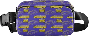 School Bus on Blue Belt Bag for Women Men Fanny Pack Small Waist Pouch Crossbody Bags for Outdoor Hiking Running Travel