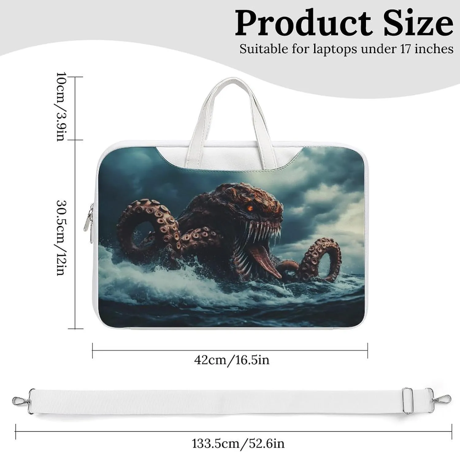 Sea Monster Monstrous Tentacles Leather Bag Laptop Case Slim Water Resistant Computer Bags with Handle Briefcase for Work