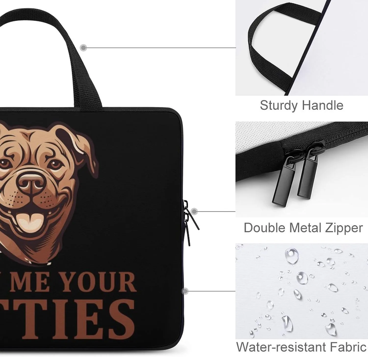 Show Me Your Pittie's Laptop Bag Carrying Case Computer Protective Sleeve Case Briefcase for Men Women