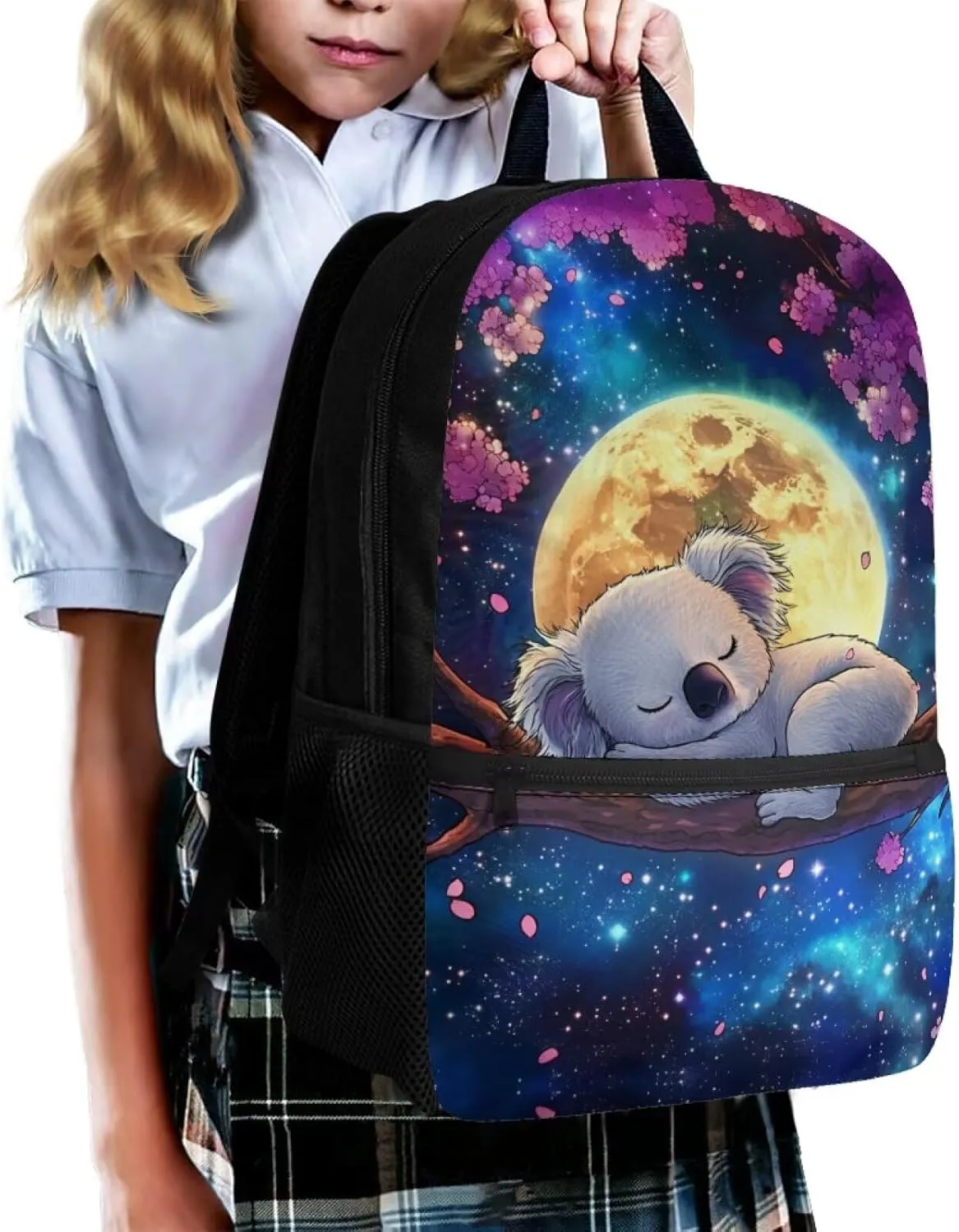 Showudesigns Cute Koala Kids Backpack for Girls Preschool School Bag Daypack Elementary School Bookbag Back Packs with Water Bottle Holder 17inch Laptop Bags Large Capacity Rucksacks