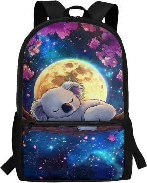 Showudesigns Cute Koala Kids Backpack for Girls Preschool School Bag Daypack Elementary School Bookbag Back Packs with Water Bottle Holder 17inch Laptop Bags Large Capacity Rucksacks