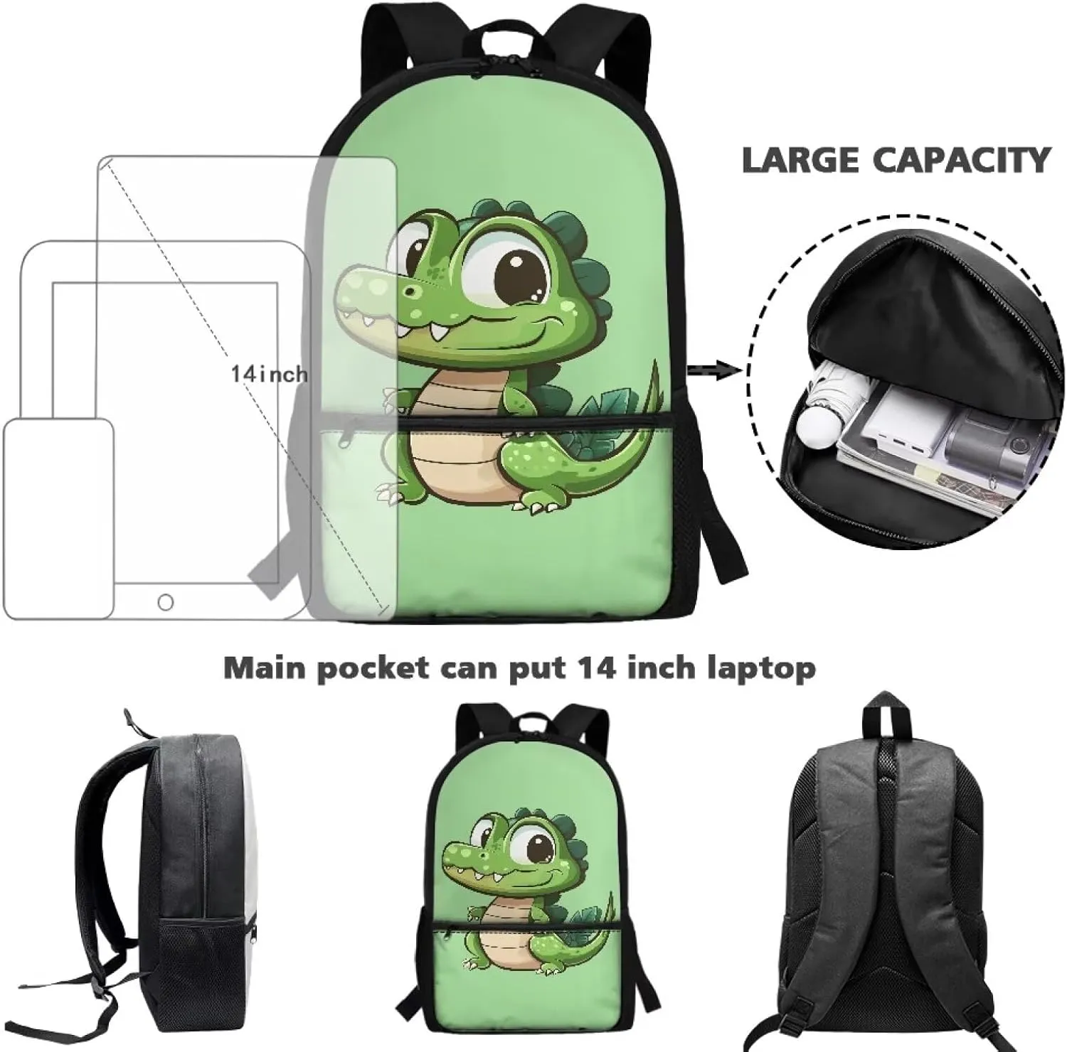 Showudesigns Dinosaur School Bags for Boys 4-6 7-10 Elementary School Backpack Cute Bookbag Rucksacks for Kindergarten Preschool Kids Child Schoolbags Back to School Supplies
