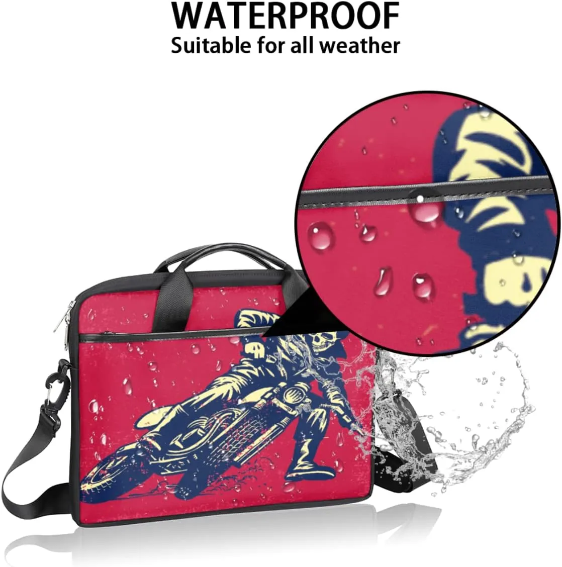 Skeleton Firelight Laptop Shoulder Messenger Bag Waterproof Laptop Briefcase Handle Padded Strap
