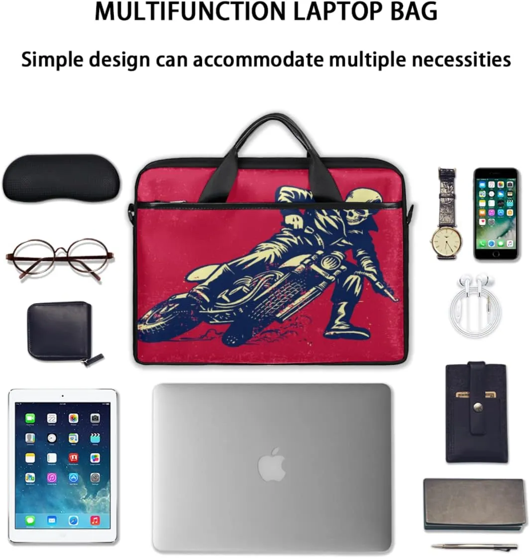 Skeleton Firelight Laptop Shoulder Messenger Bag Waterproof Laptop Briefcase Handle Padded Strap
