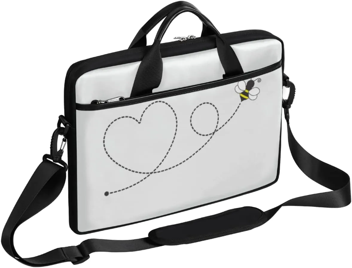 Skeleton Hand With Ring White Black Laptop Shoulder Messenger Bag Waterproof Laptop Briefcase with Padded Strap