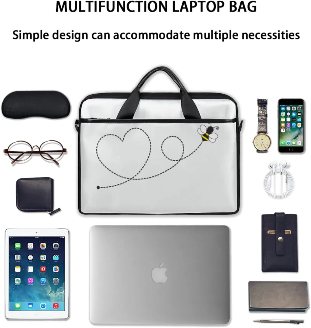 Skeleton Hand With Ring White Black Laptop Shoulder Messenger Bag Waterproof Laptop Briefcase with Padded Strap