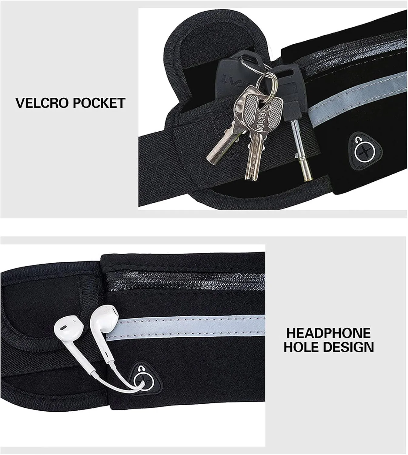 Slim Running Belt for Men, Waterproof Fanny Pack for Men,Phone Holder for Running,Reflective Waist Bag for Women,Runners Belt Pouch,Money Belt,Waist Pack Bag for Travel Workout Running Camping