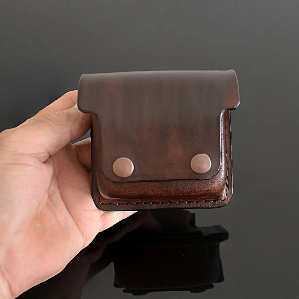 Small EDC Bushcraft Earphones Leather Belt Pouch
