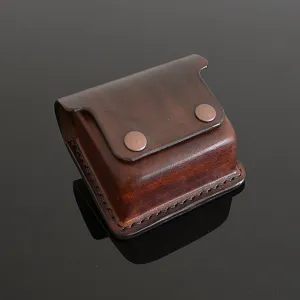 Small EDC Bushcraft Earphones Leather Belt Pouch