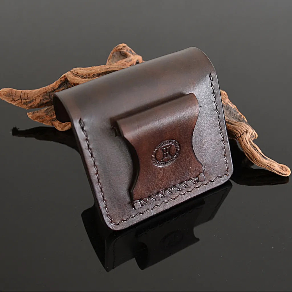 Small EDC Bushcraft Earphones Leather Belt Pouch