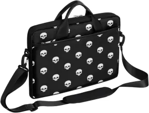 Small Skull Black Laptop Shoulder Messenger Bag Waterproof Laptop Briefcase with Handle and Padded Strap Case Sleeve for 13 13.3 14 15.6 Inch Laptop Case