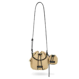 SMALL WASHED CANVAS DUMPLING BAG / BEIGE
