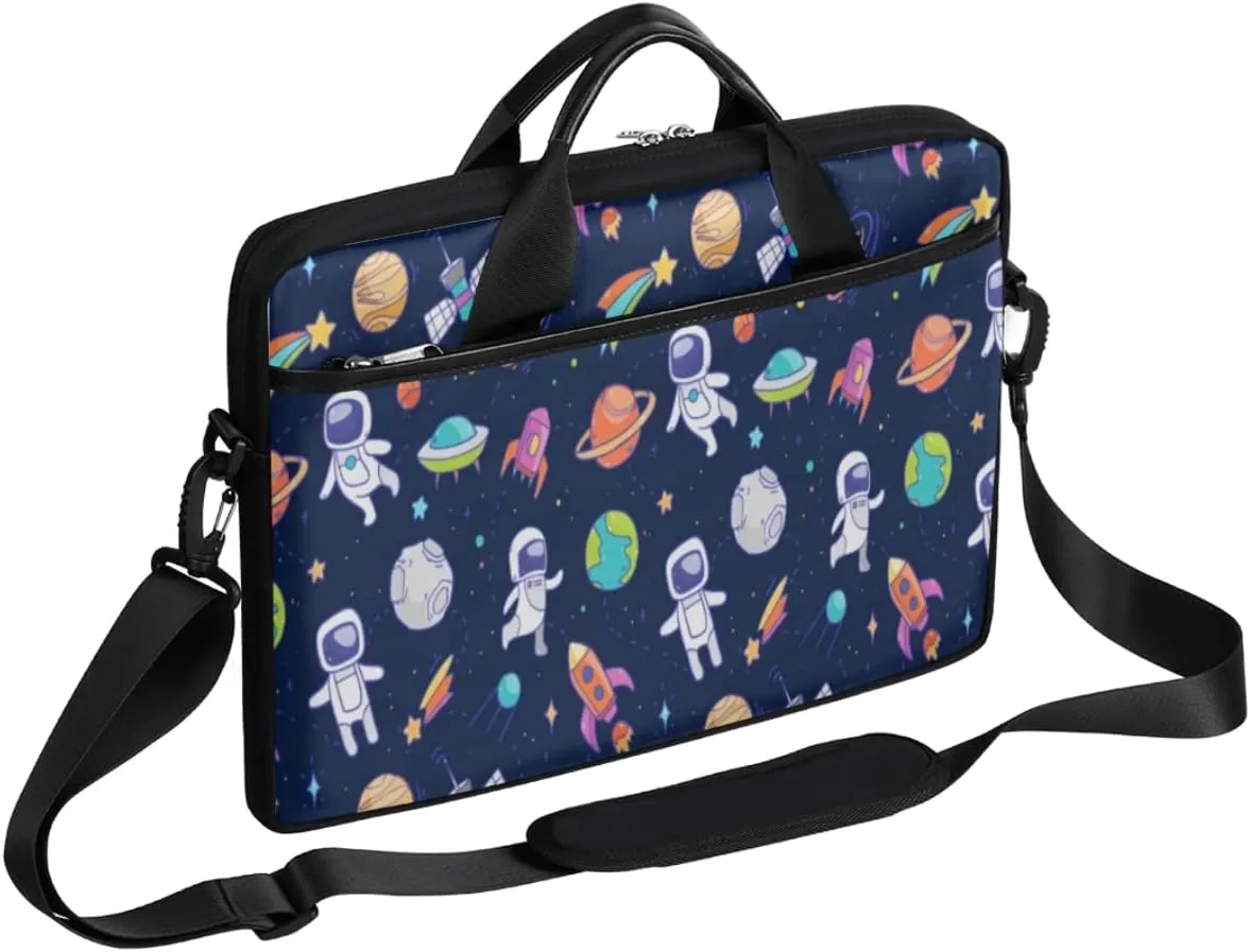 Space Astronauts Laptop Shoulder Messenger Bag Waterproof Laptop Briefcase with Handle and Padded Strap Case Sleeve for 13 13.3 14 15.6 Inch Laptop Case