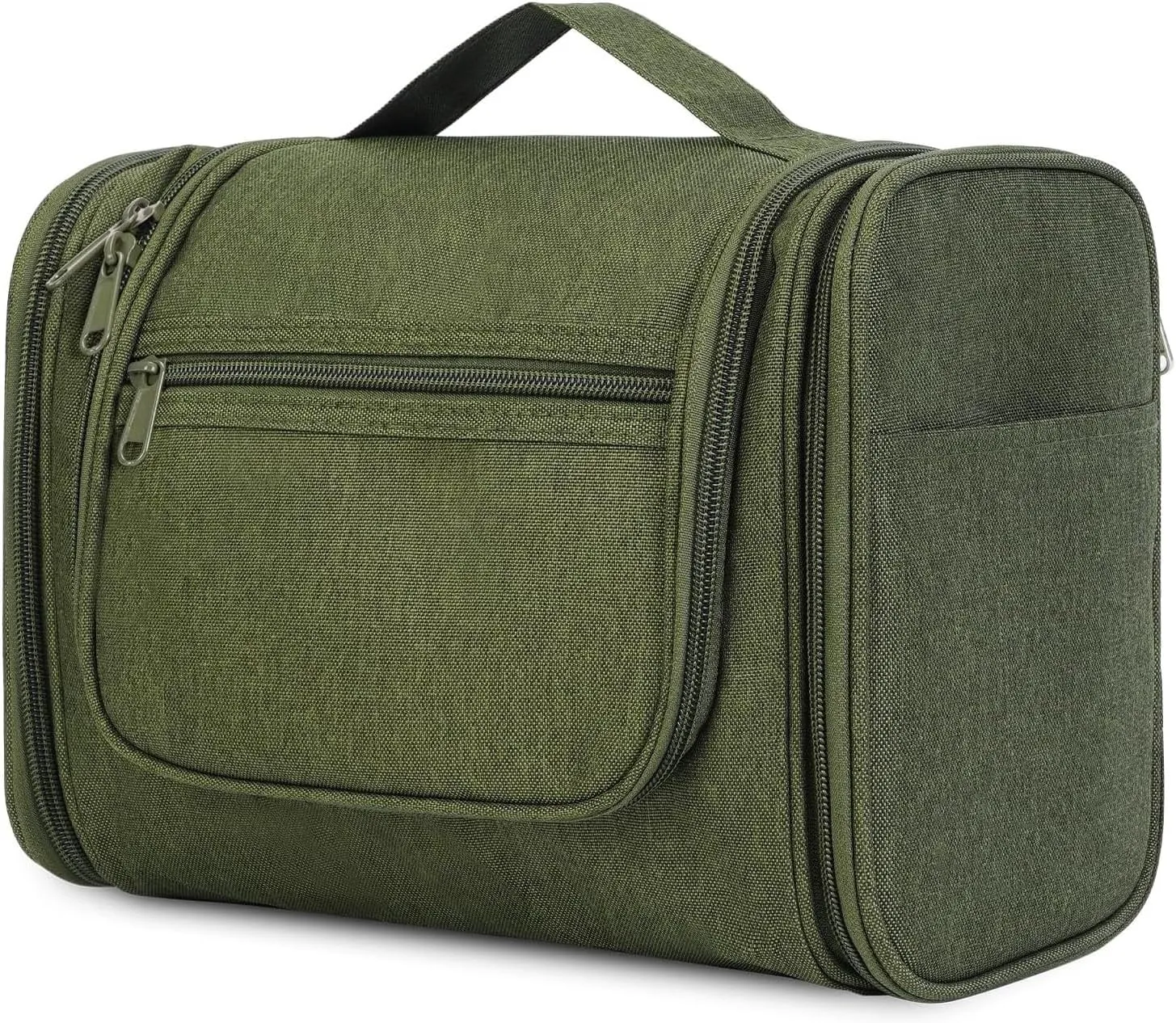 sportsnew U-zipper Opening Hanging Toiletry Organizer Bag Small/Large Size Cosmetic Case Bag For Travel Makeup Bag With Hook (Dark Green Large)