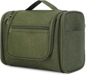 sportsnew U-zipper Opening Hanging Toiletry Organizer Bag Small/Large Size Cosmetic Case Bag For Travel Makeup Bag With Hook (Dark Green Large)