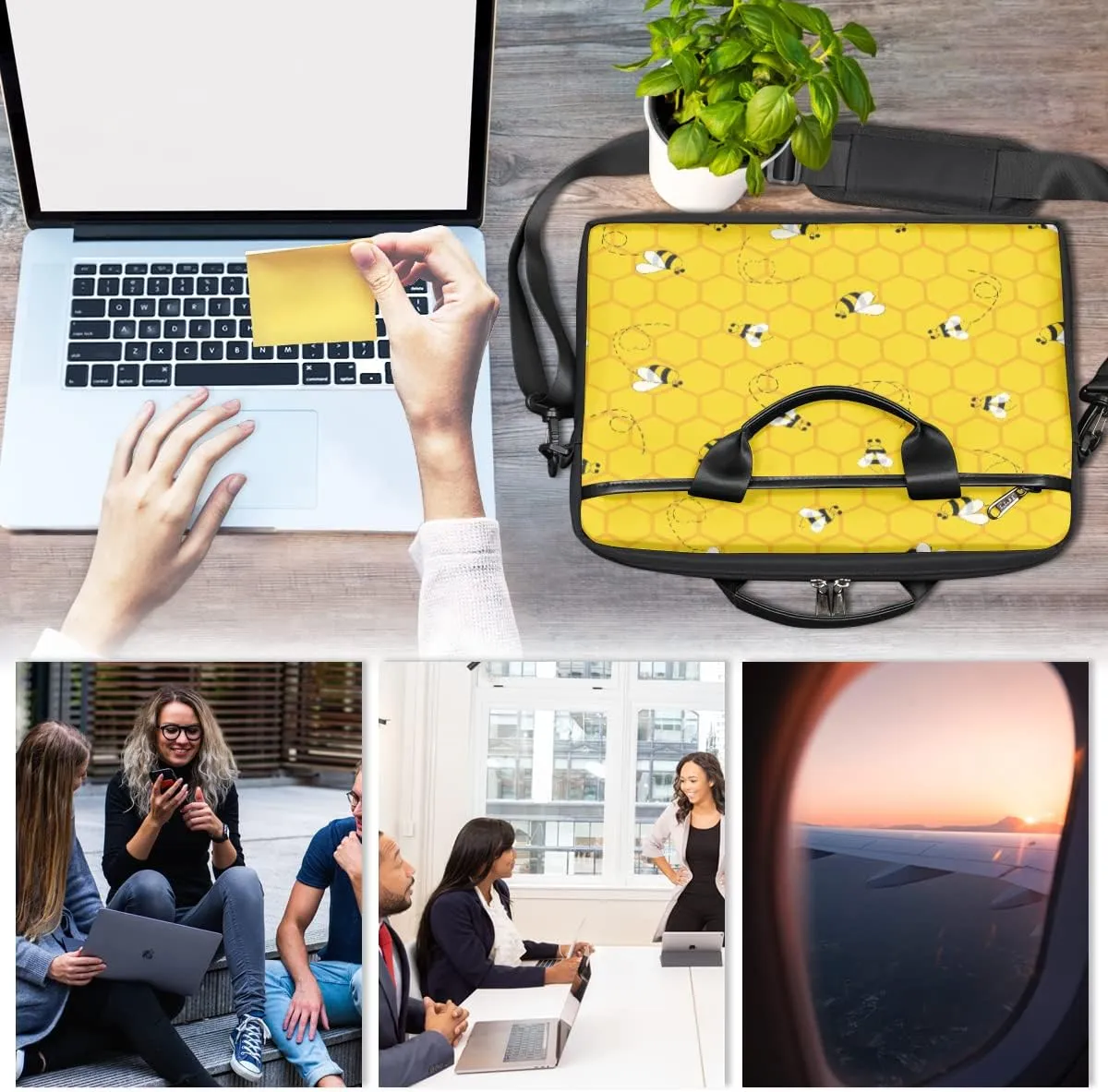 Spring Flowers Laptop Shoulder Messenger Bag Waterproof Laptop Briefcase with Handle and Padded Strap Case Sleeve