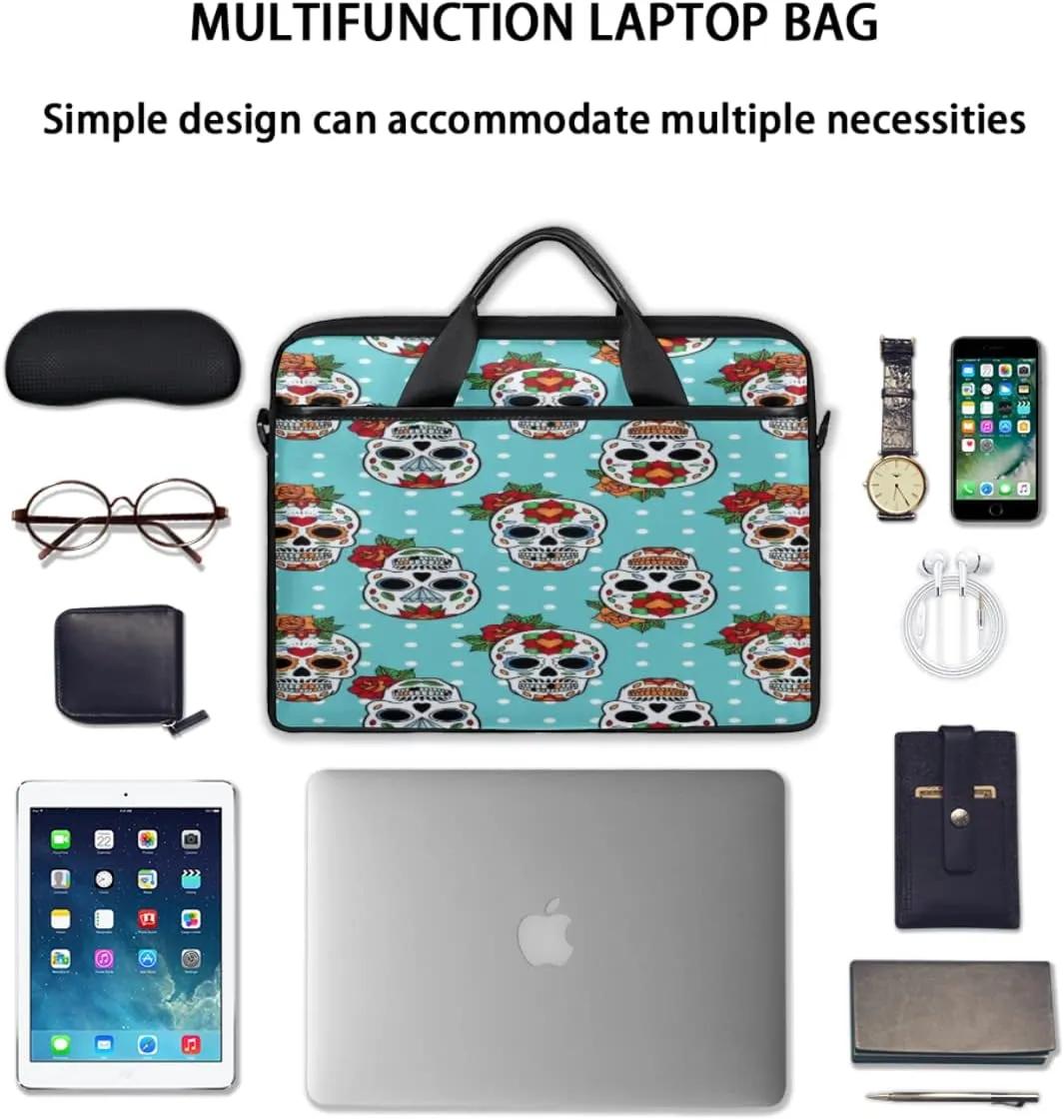 Square Cartoon Cow Laptop Shoulder Messenger Bag Waterproof Laptop Briefcase with Handle and Padded Strap Case Sleeve