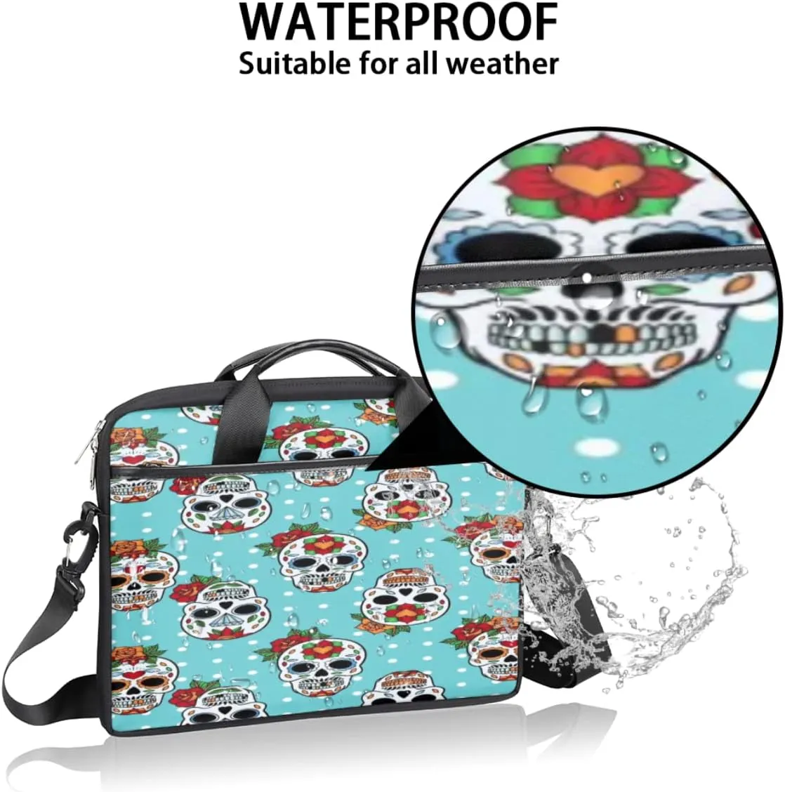 Square Cartoon Cow Laptop Shoulder Messenger Bag Waterproof Laptop Briefcase with Handle and Padded Strap Case Sleeve