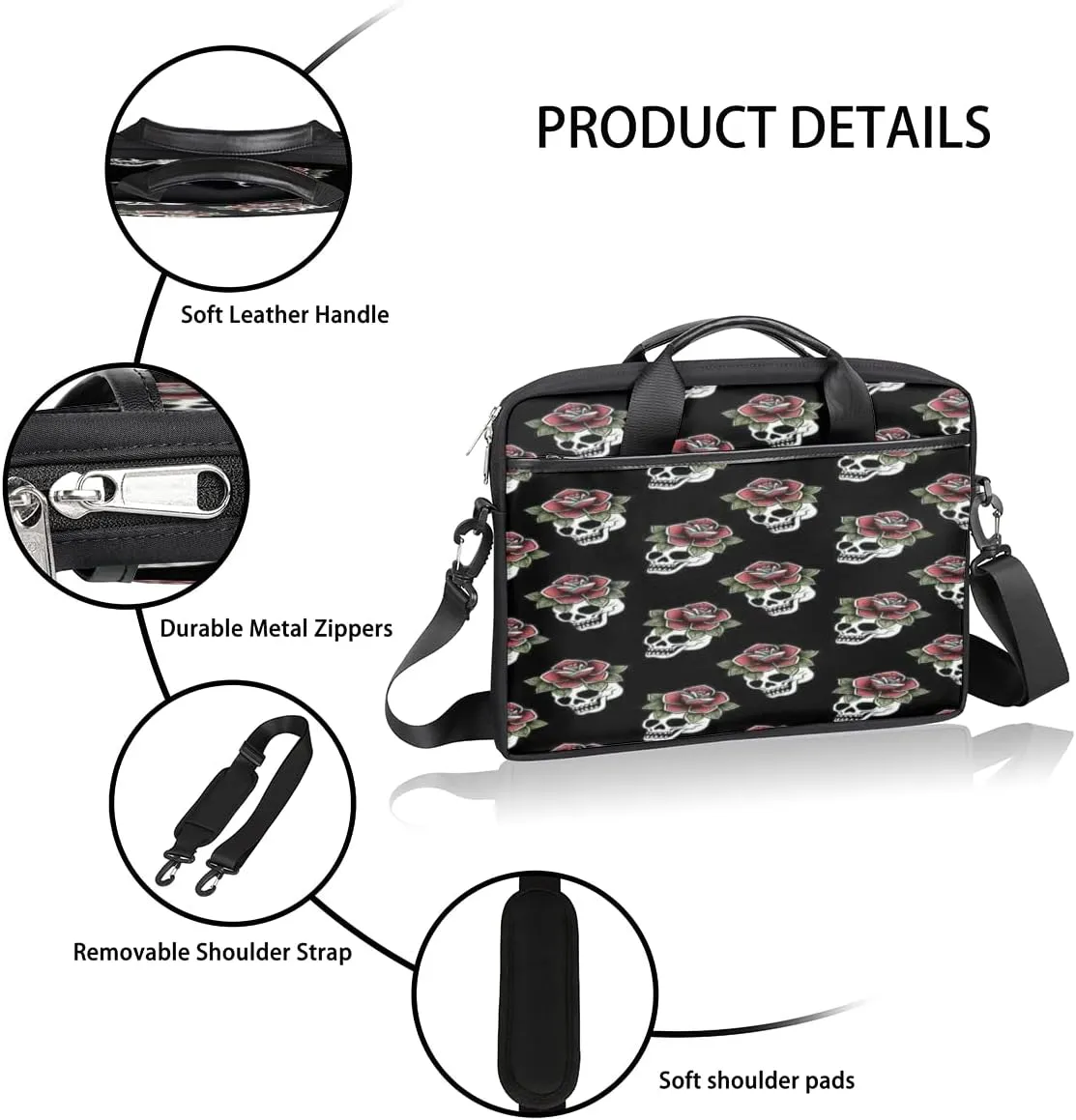 Square Cartoon Cow Laptop Shoulder Messenger Bag Waterproof Laptop Briefcase with Handle and Padded Strap Case Sleeve