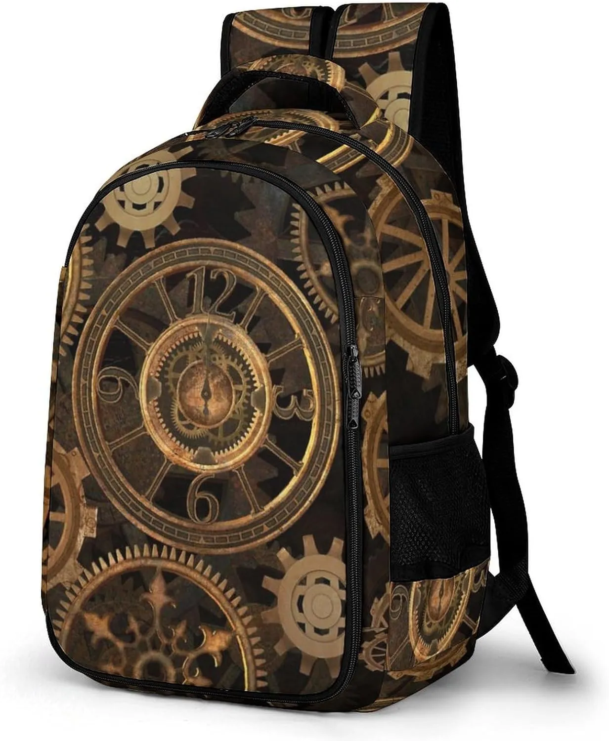Steampunk Gear Retro Large Travel Backpack Bags Daypack Laptop Work Computer Hiking Back Packs with Multiple Pockets