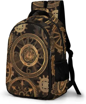 Steampunk Gear Retro Large Travel Backpack Bags Daypack Laptop Work Computer Hiking Back Packs with Multiple Pockets