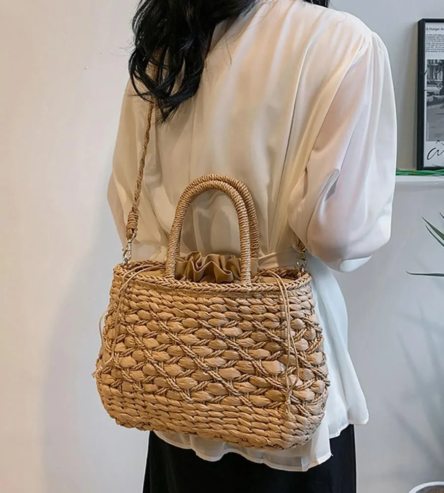 Straw Handbags for Women Rattan Crossbody Bags for Women Handwoven Tote Bag Beach Purse Shoulder Bag