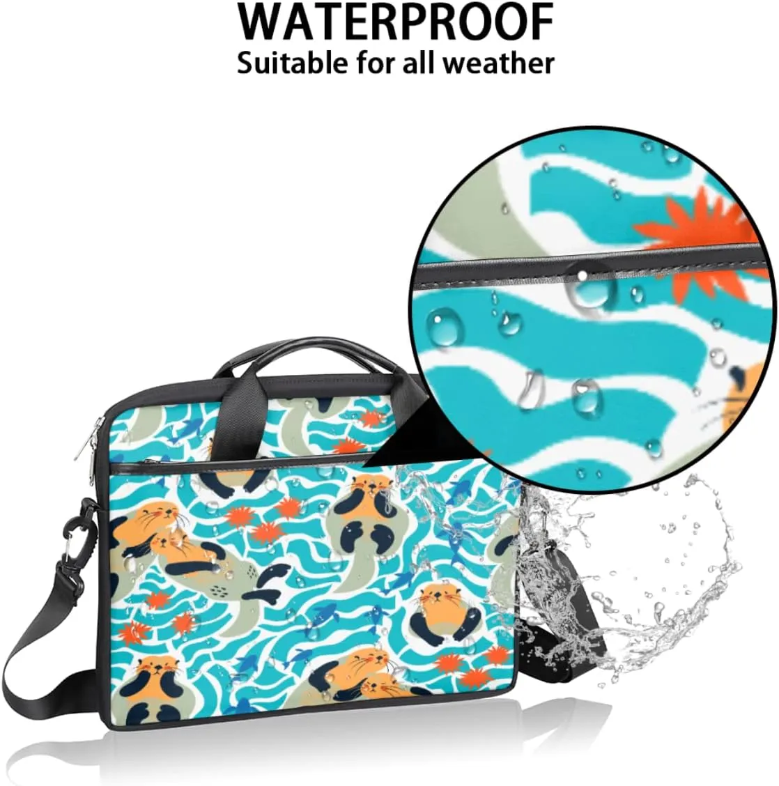 Strawberry Cherry Fruit Pattern Laptop Shoulder Messenger Bag Waterproof Laptop Briefcase Handle Padded Strap