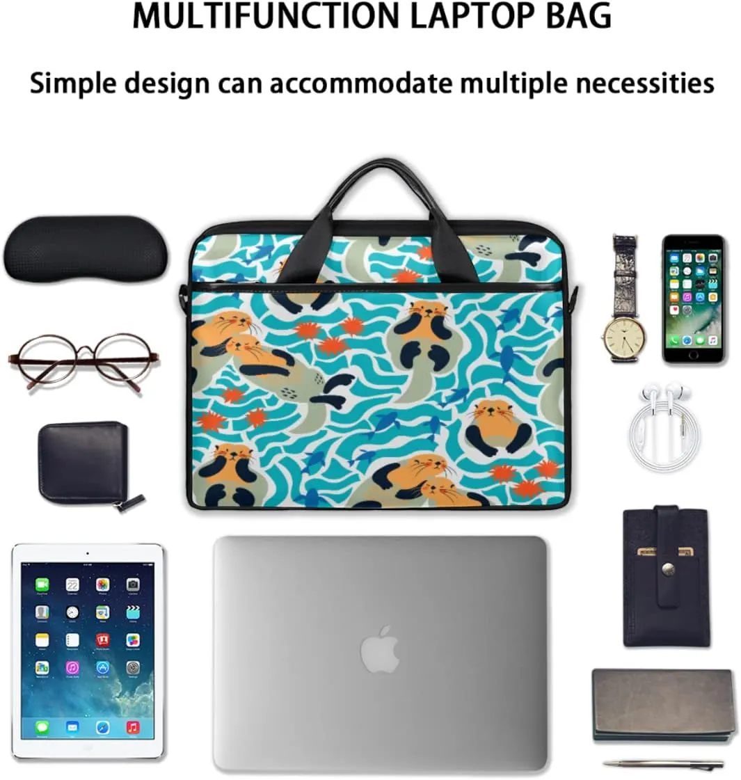Strawberry Cherry Fruit Pattern Laptop Shoulder Messenger Bag Waterproof Laptop Briefcase Handle Padded Strap