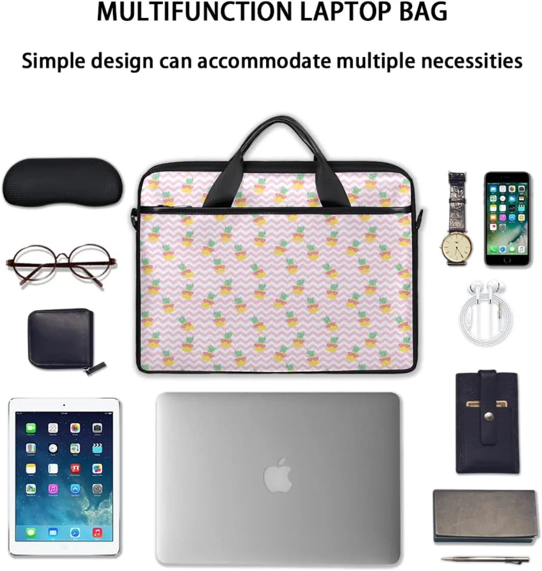 Strawberry Mushrooms Laptop Shoulder Messenger Bag Waterproof Laptop Briefcase Handle Padded Strap