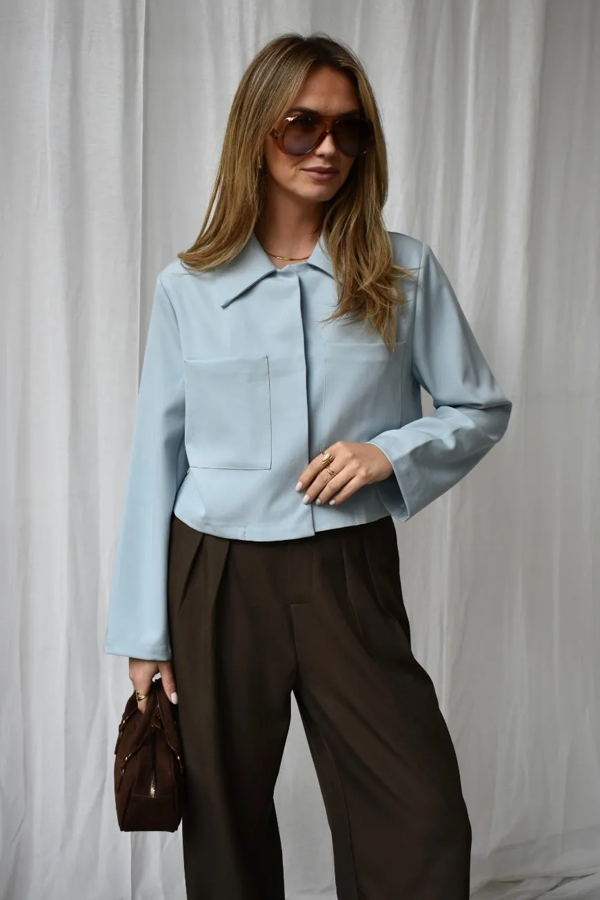 Structured Top lange mouw - Blauw