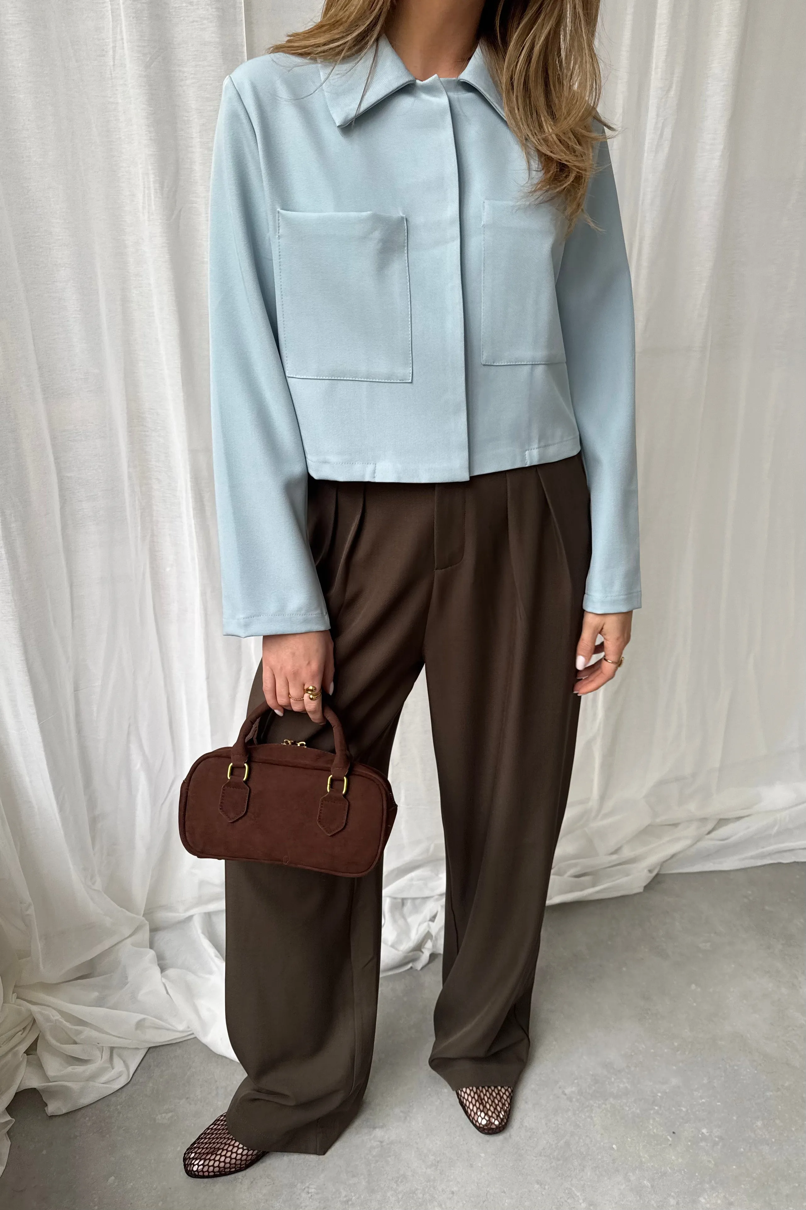 Structured Top lange mouw - Blauw