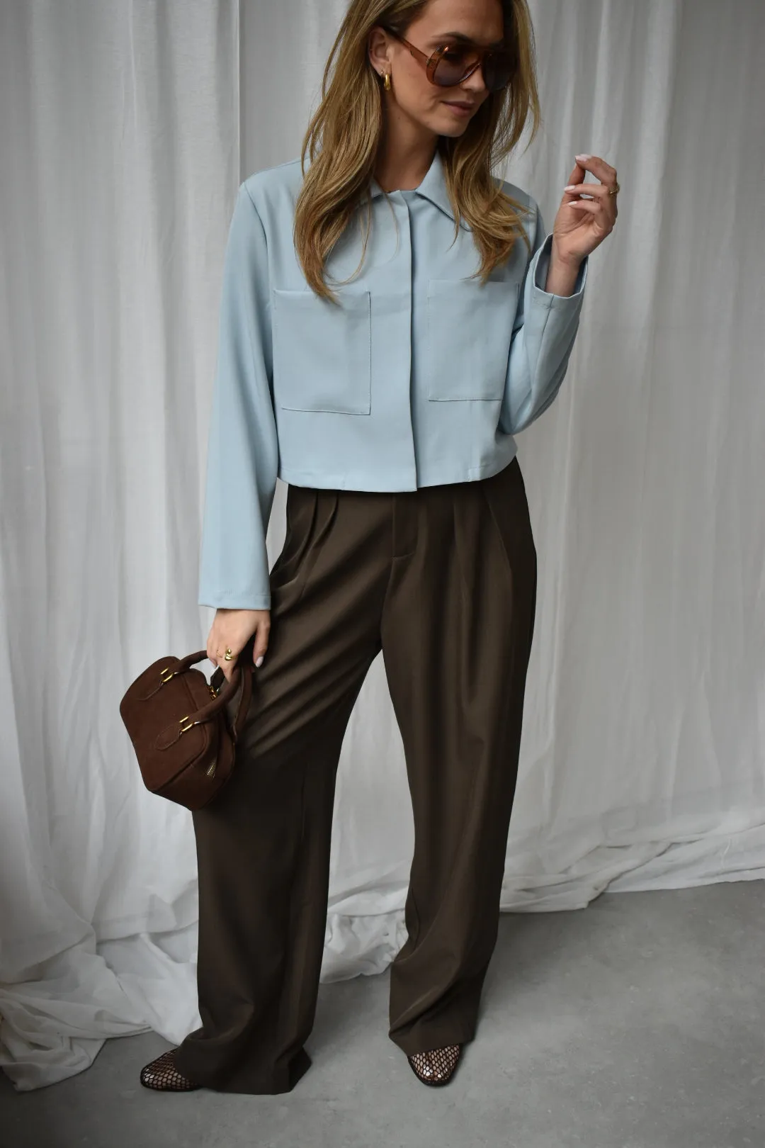 Structured Top lange mouw - Blauw