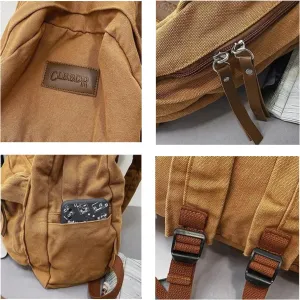 Sumleno Vintage Aesthetic Backpack Large Capacity Casual Canvas Daypack Travel Book Bags Laptop Bag Korean College Backpack (White,One Size)