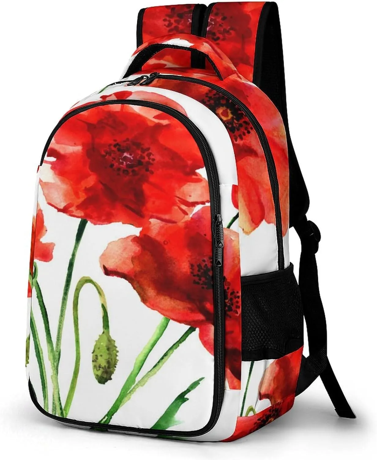 Summer Red Poppy Laptop Backpack Flower Watercolor Travel Bags Daypack Durable Work Camping Hiking Back Packs for Women Men