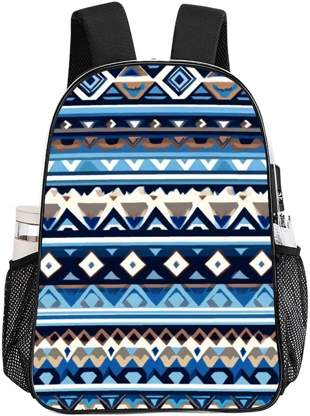Supdreamc Colorful Surf Blue Tribal Navajo Aztec Geometric Ethnic Pattern Rucksacks Lightweight Multipurpose Transparent Shoulder Bag Big Capacity Traveling & Camping Backpack With Side Pockets